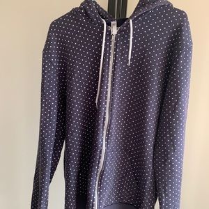 Navy Blue Polka Dot Zipped Hoody